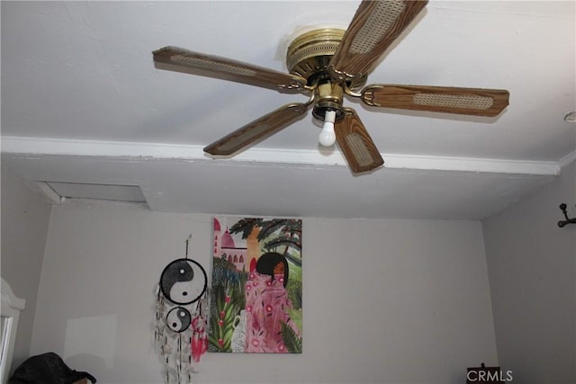 interior details featuring ceiling fan