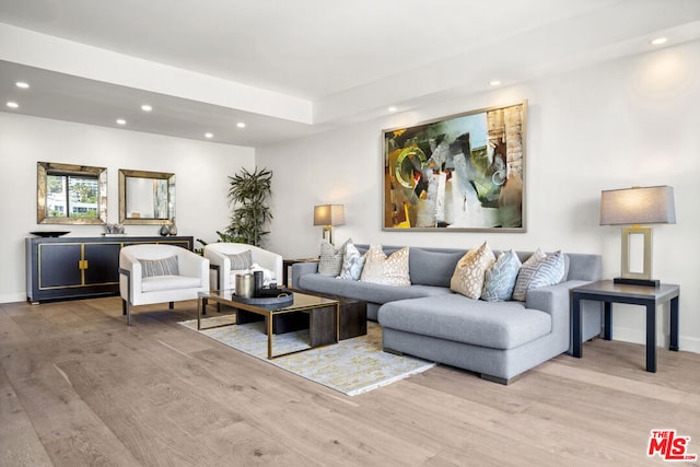 living room featuring light wood-type flooring