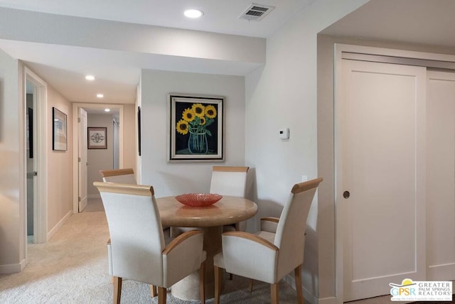 view of carpeted dining room