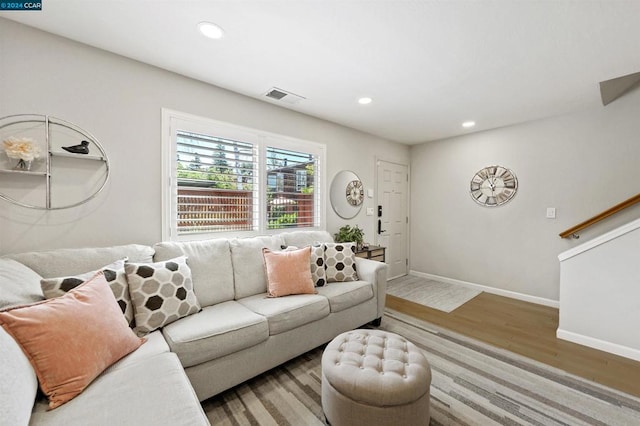 living room featuring hardwood / wood-style flooring