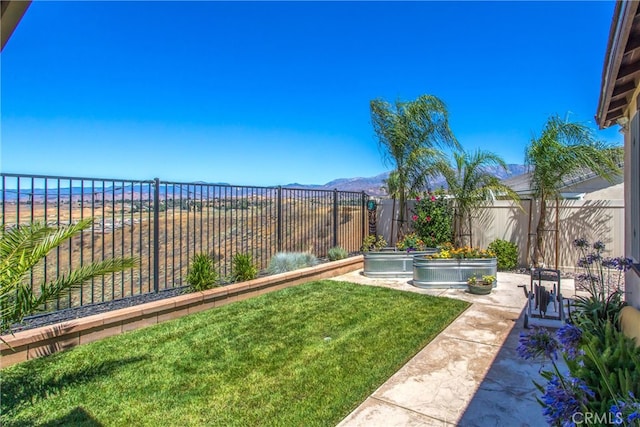 view of yard featuring a mountain view