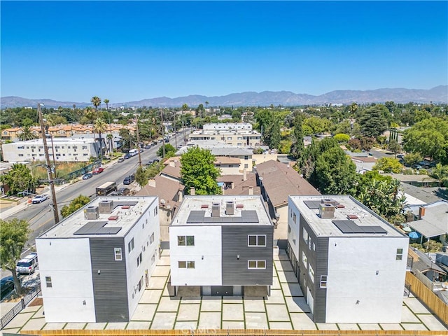 bird's eye view with a mountain view