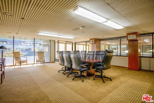 view of carpeted office space