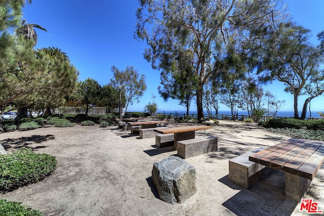 view of patio / terrace featuring a water view