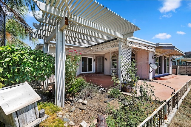 exterior space with a pergola