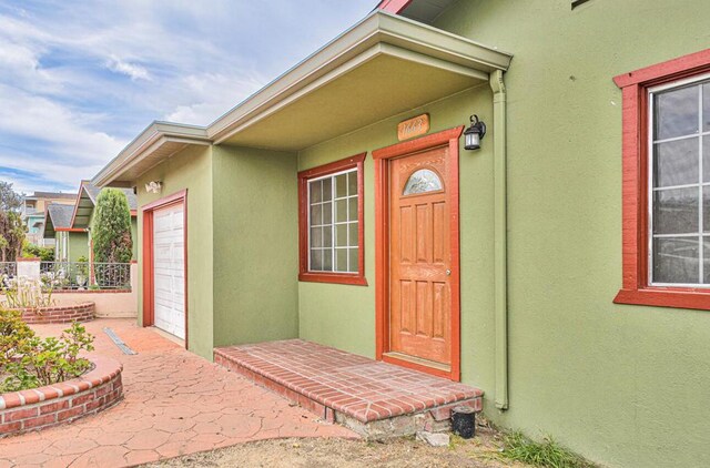 entrance to property with a garage