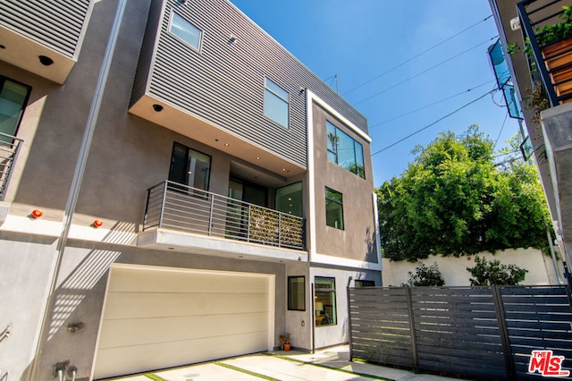 exterior space with a garage