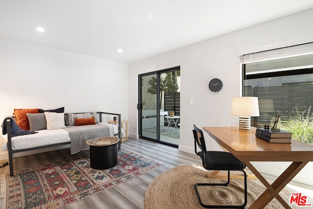 living room with hardwood / wood-style flooring