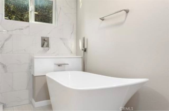 full bathroom featuring a freestanding tub