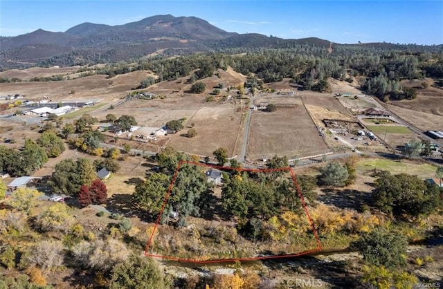 aerial view with a mountain view