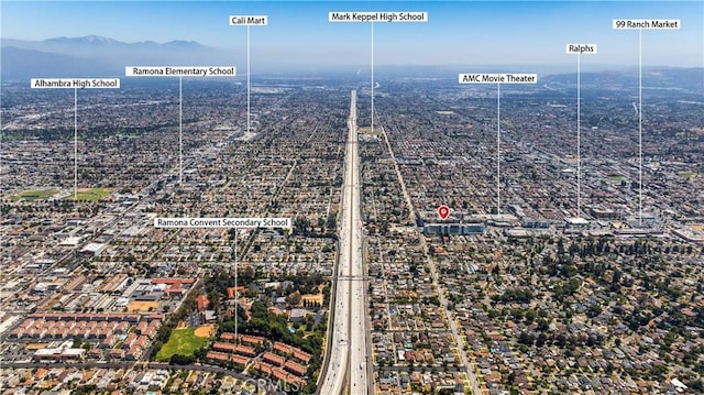 aerial view with a mountain view