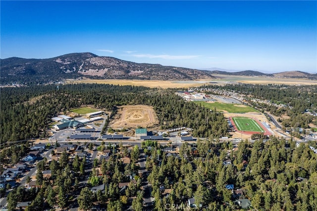 birds eye view of property with a mountain view