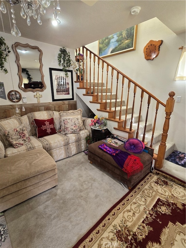 living room featuring carpet floors