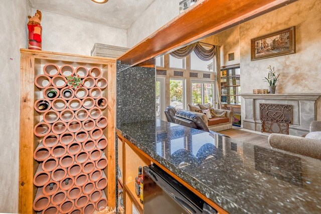 wine cellar featuring hardwood / wood-style flooring