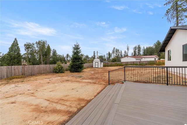 wooden terrace with a storage unit