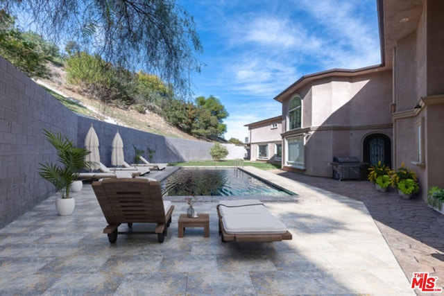 view of pool with a patio and area for grilling