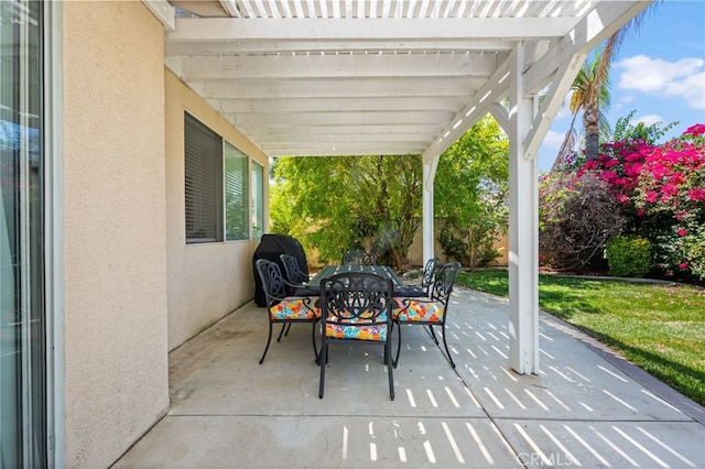 view of patio / terrace with outdoor dining area and a pergola