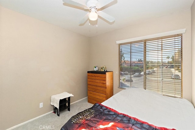 bedroom with carpet floors and ceiling fan