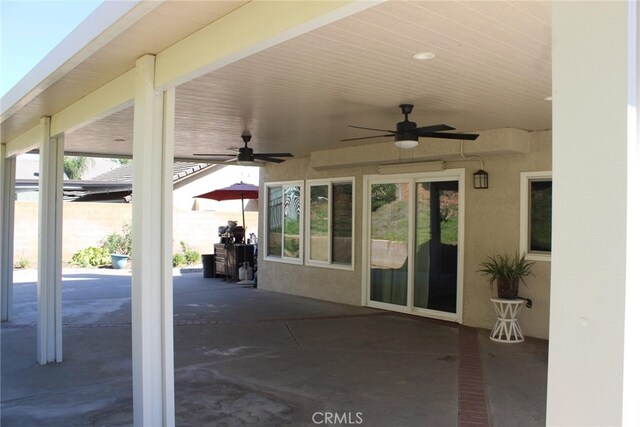 view of patio / terrace with ceiling fan