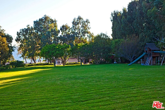 view of yard featuring a playground