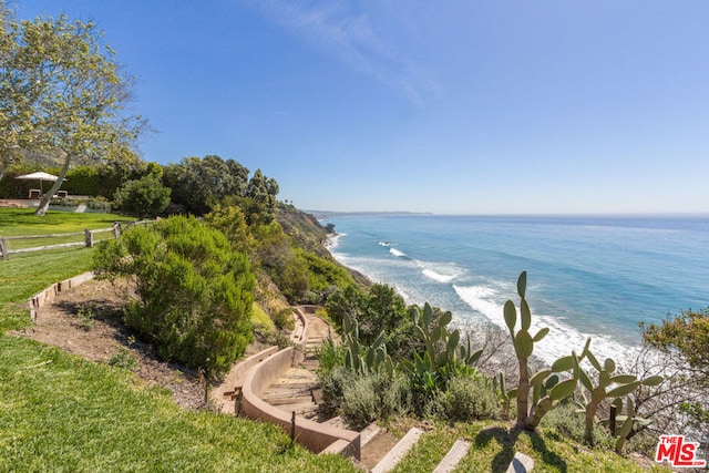 view of water feature with a view of the beach