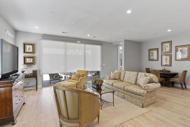 living room with light wood-type flooring