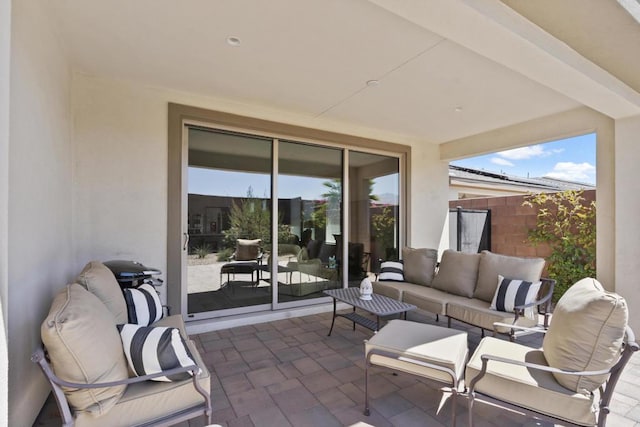 view of patio with an outdoor living space