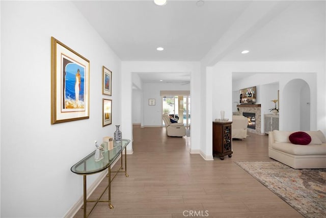 hall featuring light hardwood / wood-style flooring