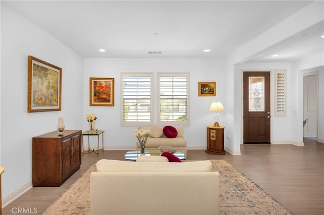 living room featuring light hardwood / wood-style flooring