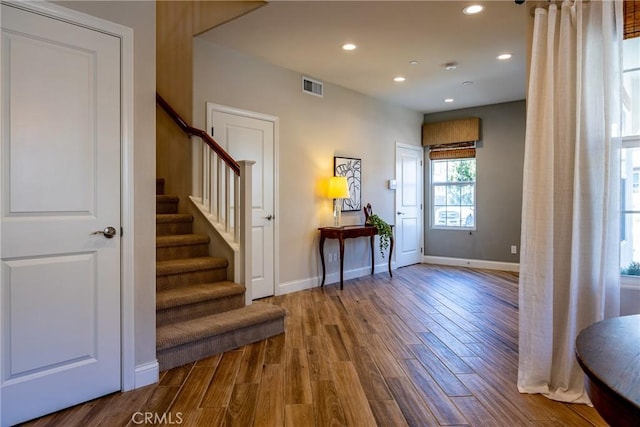 foyer entrance featuring hardwood / wood-style flooring