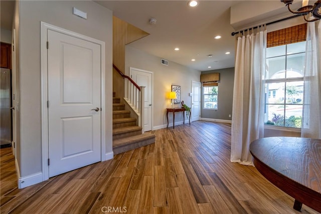 interior space with hardwood / wood-style flooring