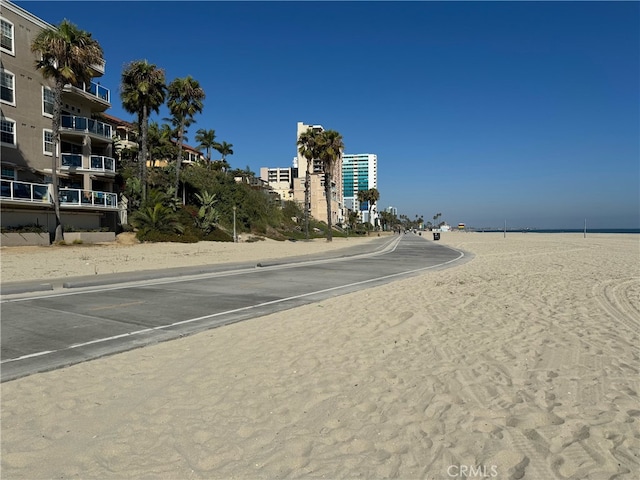 view of road with a water view