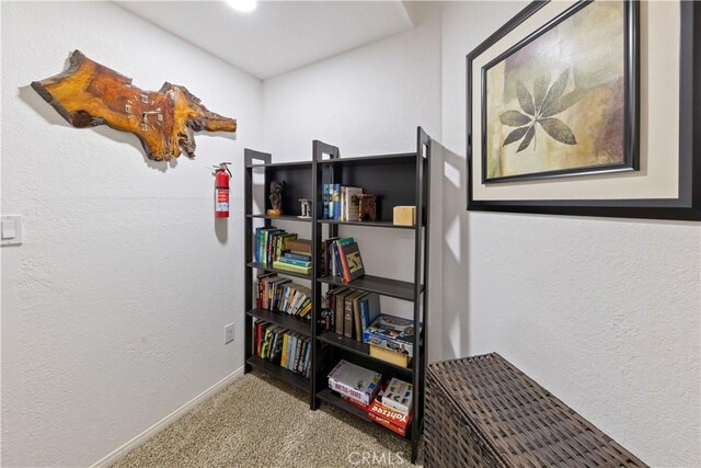 30897 Glen Oak Dr, Running Springs, CA 92382 - hallway with carpet, baseboards, and a textured wall