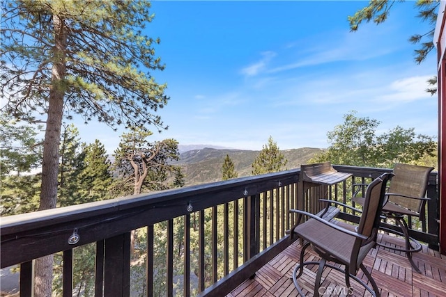 30897 Glen Oak Dr, Running Springs, CA 92382 - wooden deck featuring a mountain view