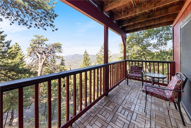 balcony with a mountain view