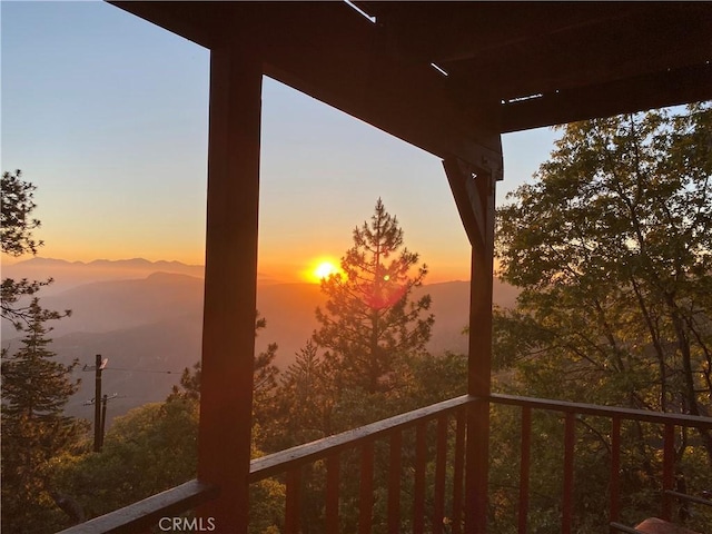 30897 Glen Oak Dr, Running Springs, CA 92382 - wooden deck featuring a mountain view