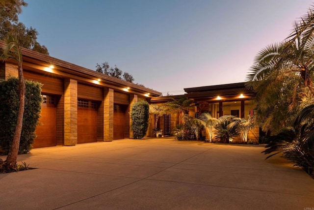 view of front of property with a garage