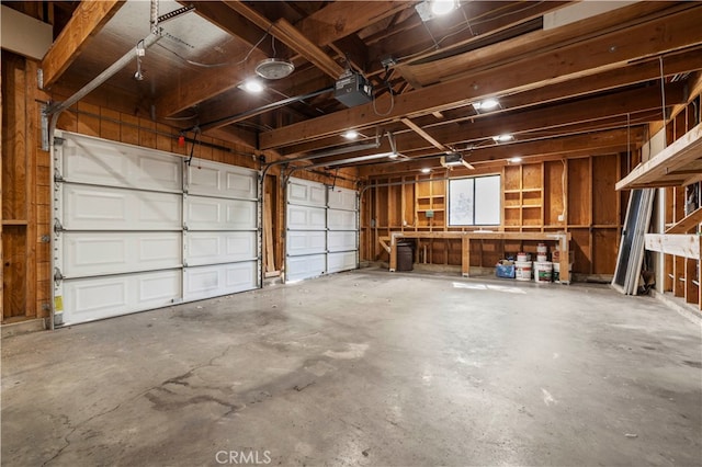 garage with a garage door opener