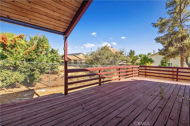 wooden deck featuring a fenced backyard