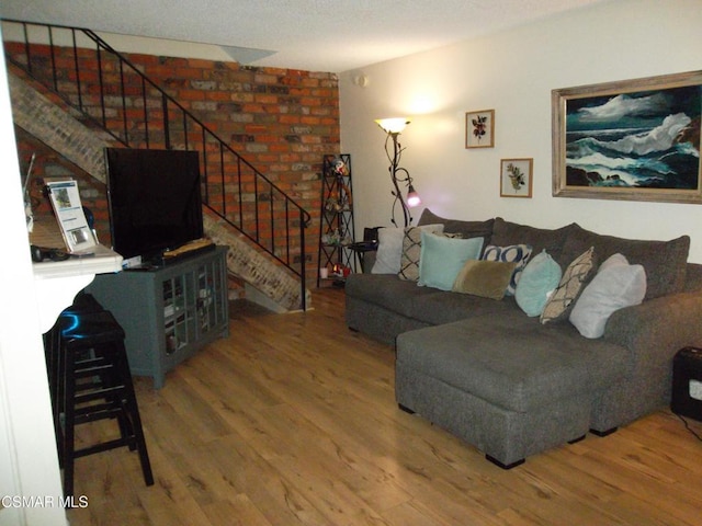 living room with hardwood / wood-style floors