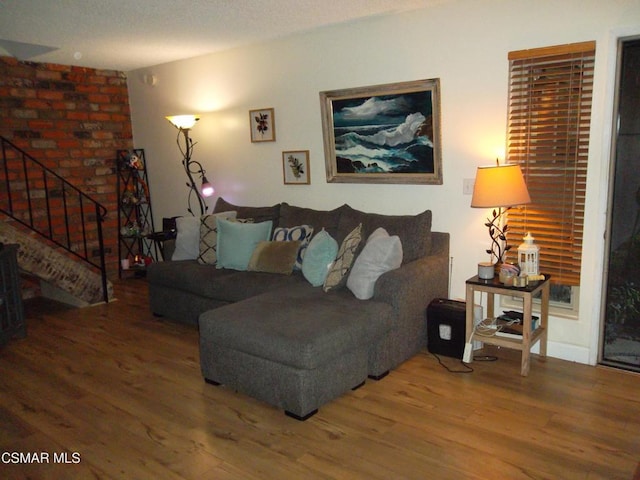 living room with wood-type flooring