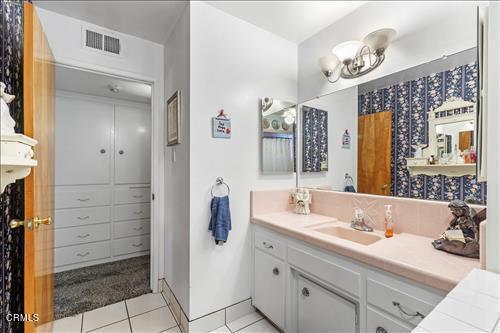 bathroom featuring vanity and tile patterned floors