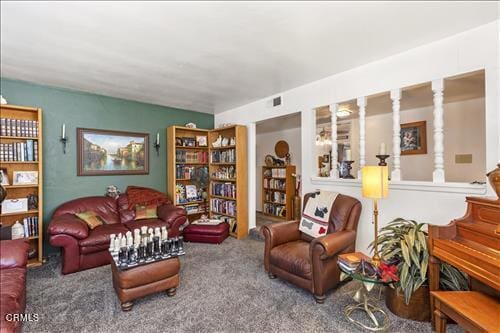 living room with carpet floors