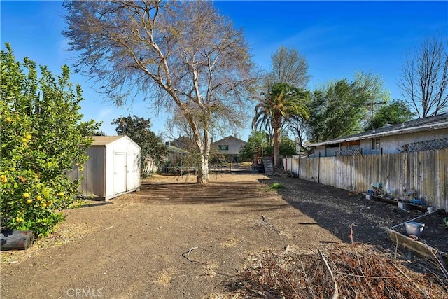 view of yard featuring a shed