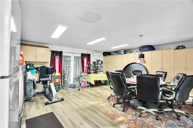 office area with light wood-type flooring