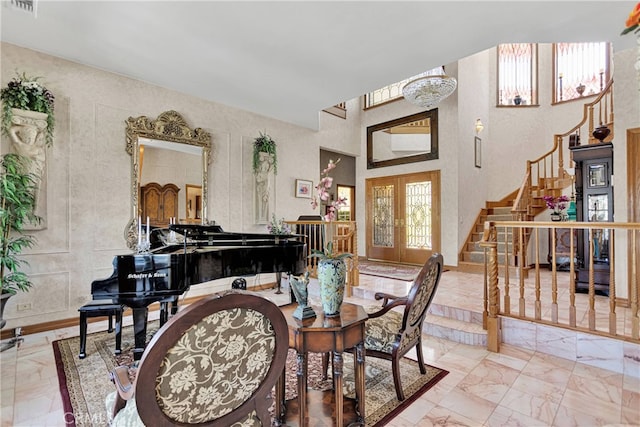 dining area featuring french doors