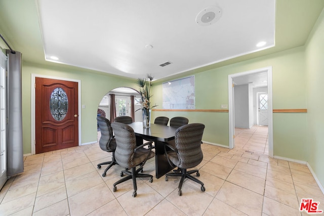 view of tiled dining area