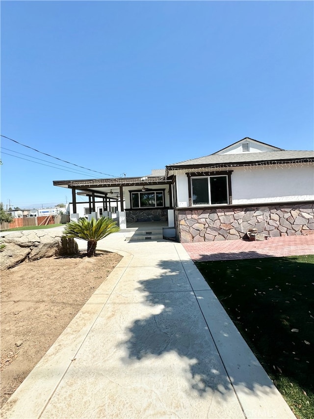 view of front of home with a patio