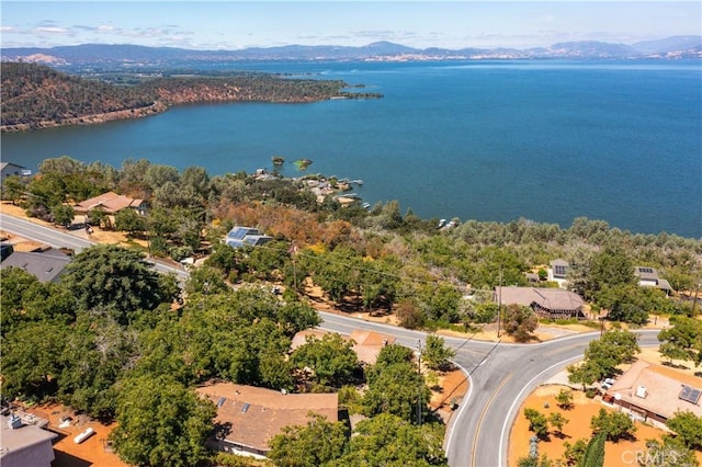 aerial view with a water and mountain view