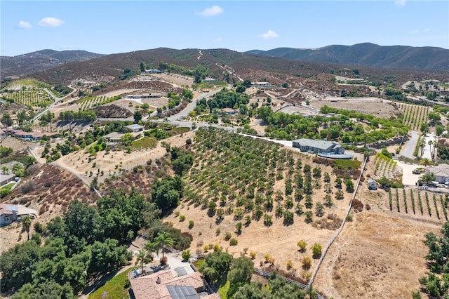 bird's eye view with a mountain view